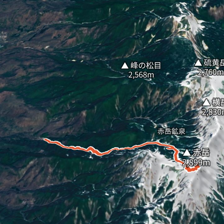 赤岳（美濃戸から）の 3D の地図