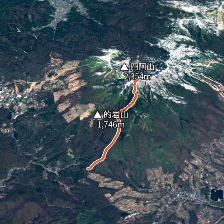 四阿山（鳥居峠から）の 3D の地図