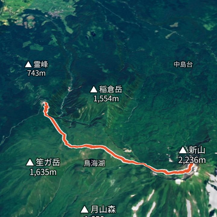 鳥海山（鉾立から）の 3D の地図