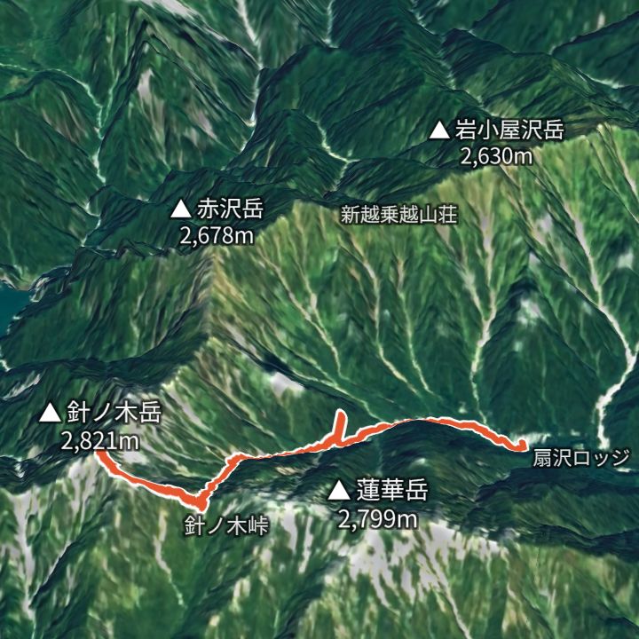 針ノ木岳（扇沢駅から）の 3D の地図
