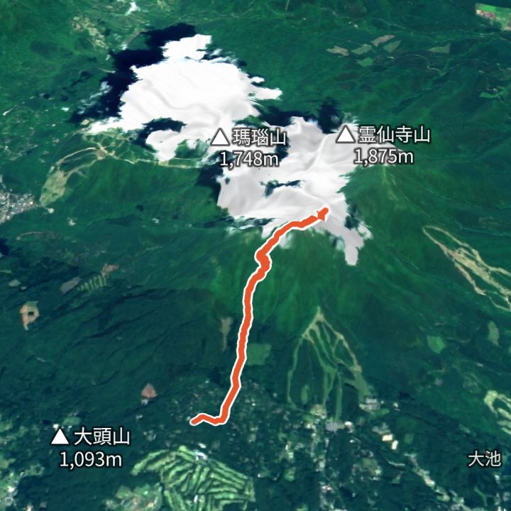 飯縄山（一ノ鳥居苑地から）の 3D の地図