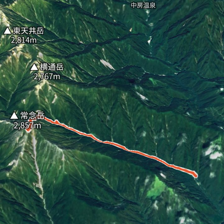 常念岳（一ノ沢から）の 3D の地図