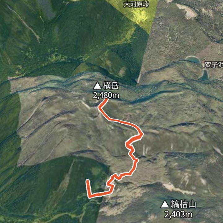 北横岳（北八ヶ岳ロープウェイから）の 3D の地図