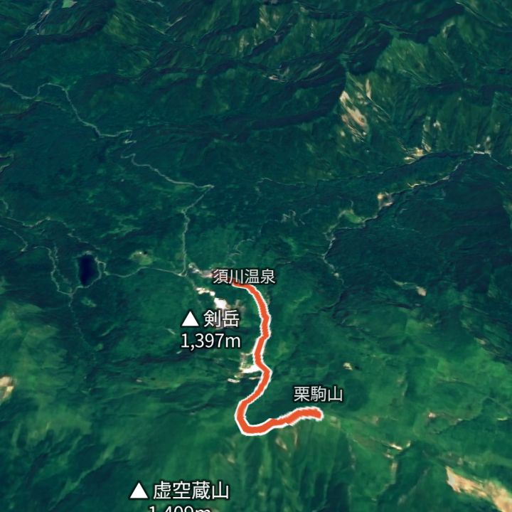 栗駒山（須川温泉から）の 3D の地図