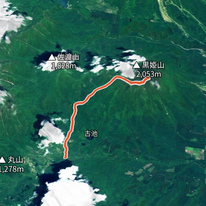 黒姫山（大橋登山口から）の 3D の地図