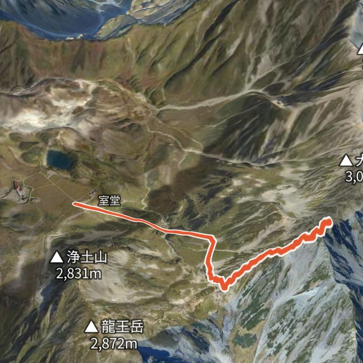 雄山（室堂ターミナルから）の 3D の地図