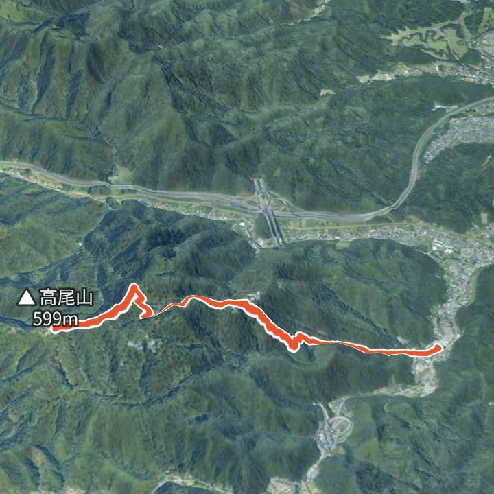 高尾山（表参道・1号路）の 3D の地図