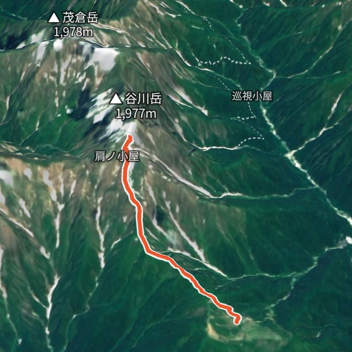 谷川岳（天神平から）の 3D の地図