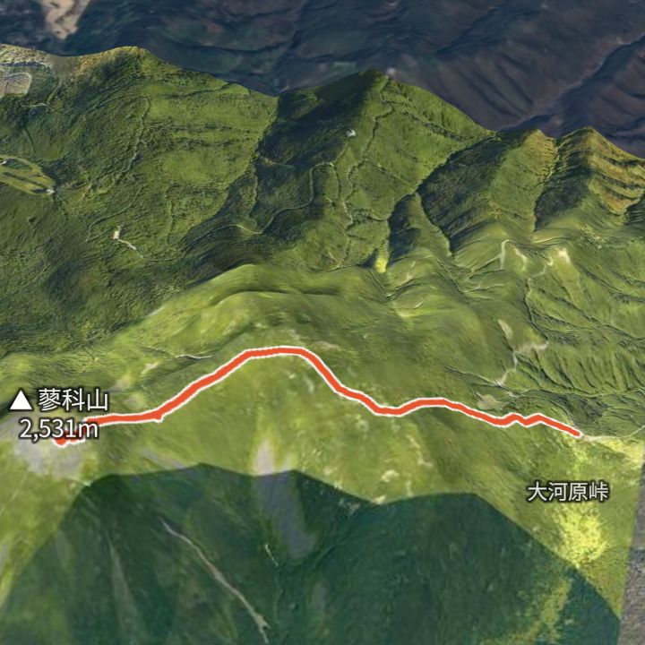 蓼科山（大河原峠から）の 3D の地図